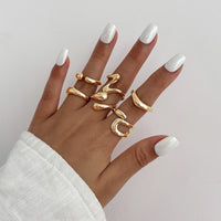 Thumbnail for 6 Pcs Minimalist Irregular Curved Ring Set - ArtGalleryZen