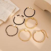 Thumbnail for 6 Pcs Pattern Round Disk Pearl Charm Crystal Seed Beaded Bracelet Set - ArtGalleryZen