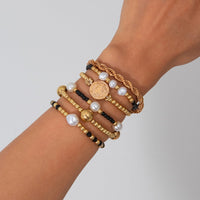 Thumbnail for 6 Pcs Pattern Round Disk Pearl Charm Crystal Seed Beaded Bracelet Set - ArtGalleryZen