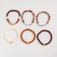Thumbnail for 6 Pcs Thanksgiving Themed Polymer Clay Letter Beaded Stackable Bracelet Set - ArtGalleryZen