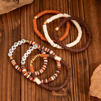 Thumbnail for 6 Pcs Thanksgiving Themed Polymer Clay Letter Beaded Stackable Bracelet Set