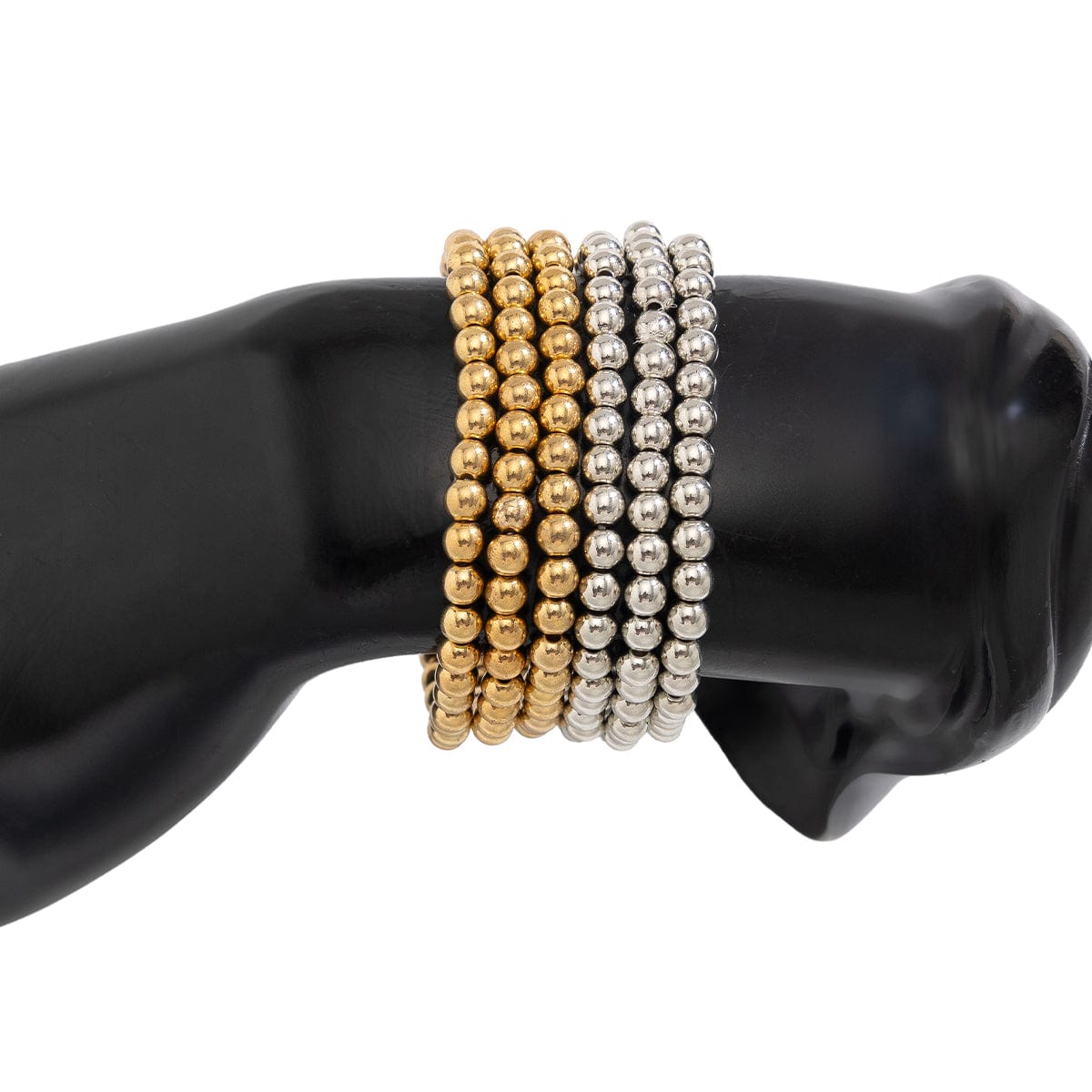 6 Pcs Two Tone Ball Chain Stackable Bracelet Set - ArtGalleryZen