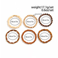 Thumbnail for 6 Pcs Vintage Wood Beaded Strench Bracelet Set - ArtGalleryZen