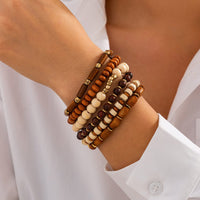 Thumbnail for 6 Pcs Vintage Wood Beaded Strench Bracelet Set - ArtGalleryZen