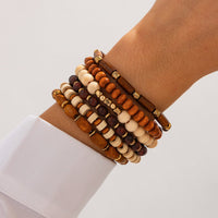 Thumbnail for 6 Pcs Vintage Wood Beaded Strench Bracelet Set - ArtGalleryZen