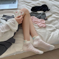 Thumbnail for 6 Pieces Solid Color Bow Socks - ArtGalleryZen