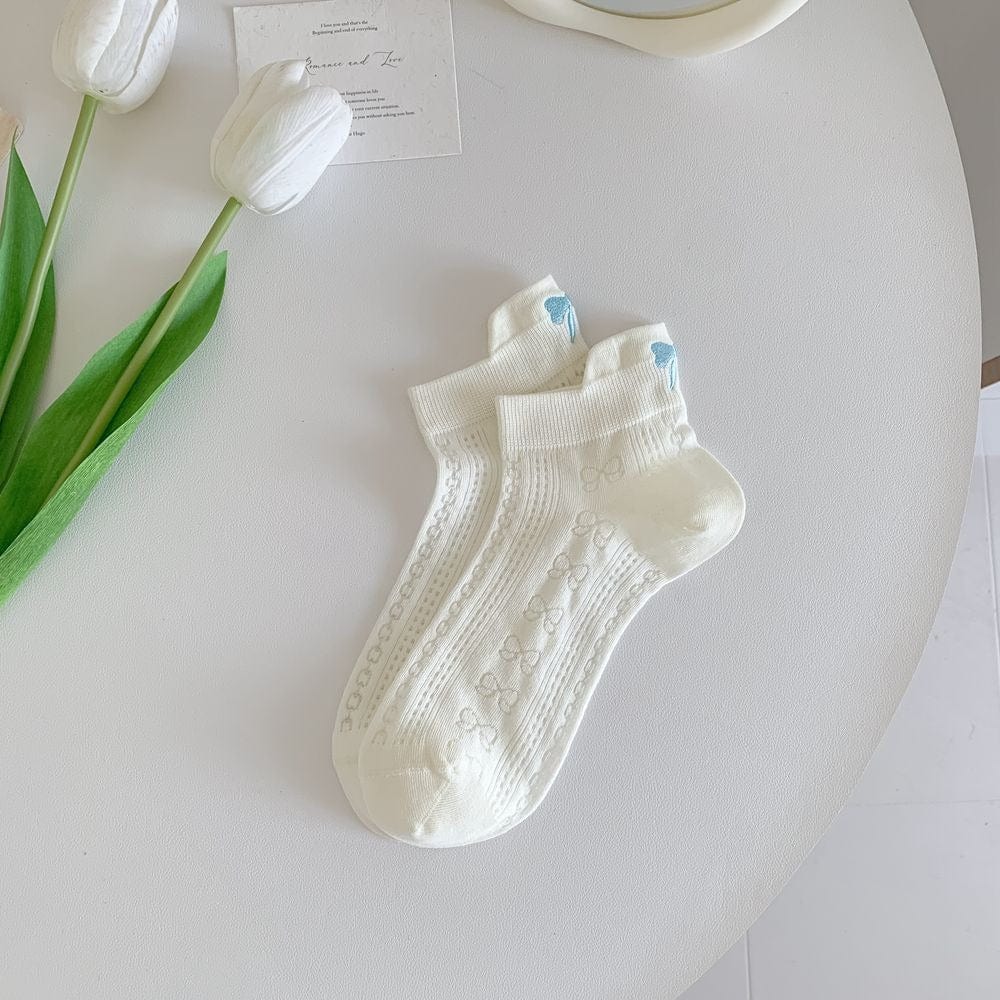 6 Pieces Solid Color Bow Socks