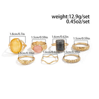Thumbnail for 7 Pcs Baroque Gold Silver Tone Crystal Inlaid Pleated Ring Set - ArtGalleryZen