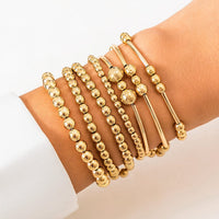 Thumbnail for 7 Pcs Gold Plated Ball Chain Stackable Bracelet Set - ArtGalleryZen