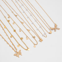 Thumbnail for 7 Pcs Rhinestone Inlaid Butterfly Star Sequin Tassel Pearl Chain Necklace Set - ArtGalleryZen