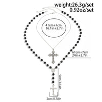 Thumbnail for Gothic 2pcs Floral Cross Pendant Ball Chain Necklace Set