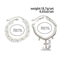 Thumbnail for Elegant 2pcs Cross Charm Pearl Chain Anklet Set