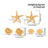 Thumbnail for Boho 3 Pairs Gold Silver Tone Conch Shell Starfish Earrings Set