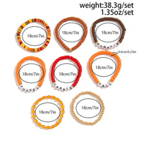 Thumbnail for 8 Pcs Thanksgiving Theme Crystal Letter Polymer Clay Beaded Stackable Bracelet Set