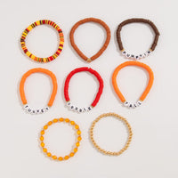 Thumbnail for 8 Pcs Thanksgiving Theme Crystal Letter Polymer Clay Beaded Stackable Bracelet Set