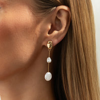 Thumbnail for Asymmetrical Pearl Irregular Hoop Dangle Earrings