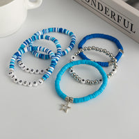 Thumbnail for Ocean Blue Polymer Clay Beaded Bracelet Set Star Letter Charm