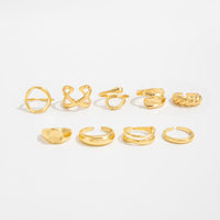 Thumbnail for 9 Pcs Gold Silver Tone Hollow Waterdrop Cross Twisted Ring Set - ArtGalleryZen
