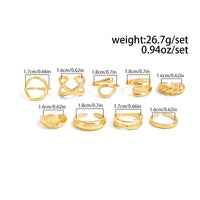 Thumbnail for 9 Pcs Gold Silver Tone Hollow Waterdrop Cross Twisted Ring Set - ArtGalleryZen