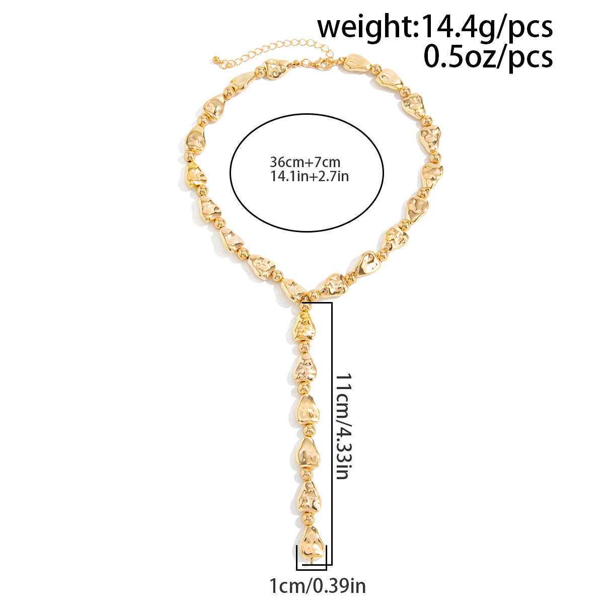 Geometric Waterdrop Y Necklace Gold Silver Layering Pendant