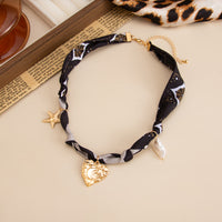 Thumbnail for Chiffon Ribbon Choker Necklace Heart Starfish Pearl Charm Pendant