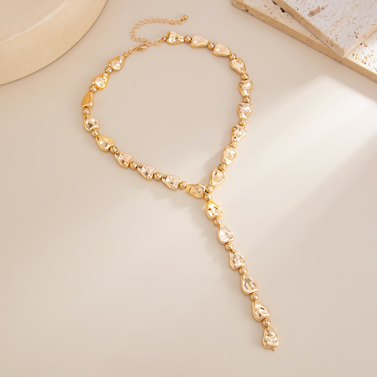 Geometric Waterdrop Y Necklace Gold Silver Layering Pendant