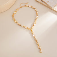 Thumbnail for Geometric Waterdrop Y Necklace Gold Silver Layering Pendant