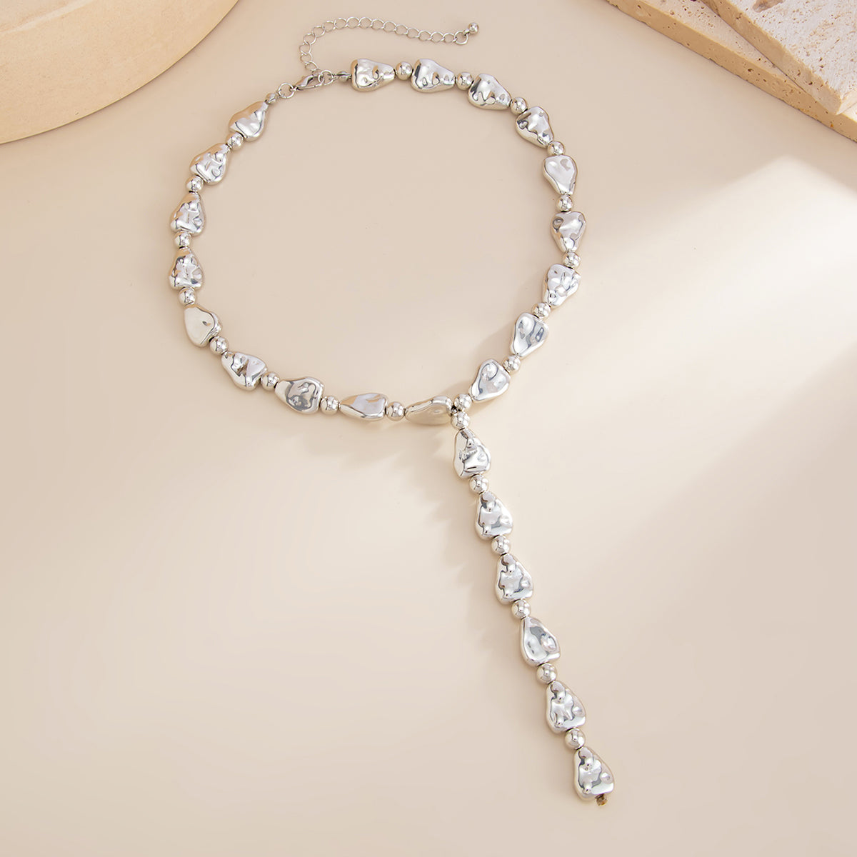 Geometric Waterdrop Y Necklace Gold Silver Layering Pendant