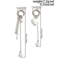 Thumbnail for Chic Heart Pearl Tassel Huggie Hoop Earrings