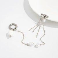 Thumbnail for Chic Heart Pearl Tassel Huggie Hoop Earrings