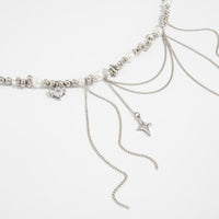 Thumbnail for Chic Rhinestone Heart Pendant Pearl Irregular Beaded Chain Tassel Choker Necklace