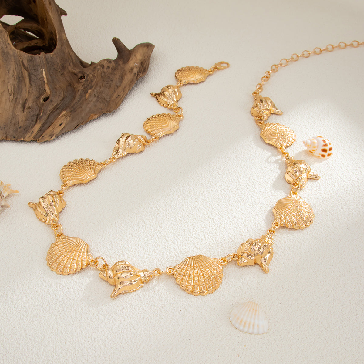 Boho Gold Silver Tone Conch Shell Waist Chain