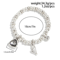 Thumbnail for Charming Rhinestone Love Heart Pendant Beaded Chain Bracelet