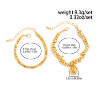 Thumbnail for Geometric Heart Pendant Irregular Square Beaded Bracelet Set
