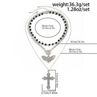 Thumbnail for Gothic 3-Piece Cross Skull Butterfly Necklace Set - Crystal Chain Jewelry