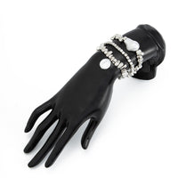 Thumbnail for Chic Silver Tone Pearl Charm Irregular Square Beaded Bracelet Set