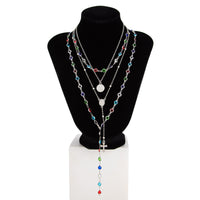 Thumbnail for Baroque 4pcs Cross Round Disk Pendant Crystal Chain Y Necklace Set