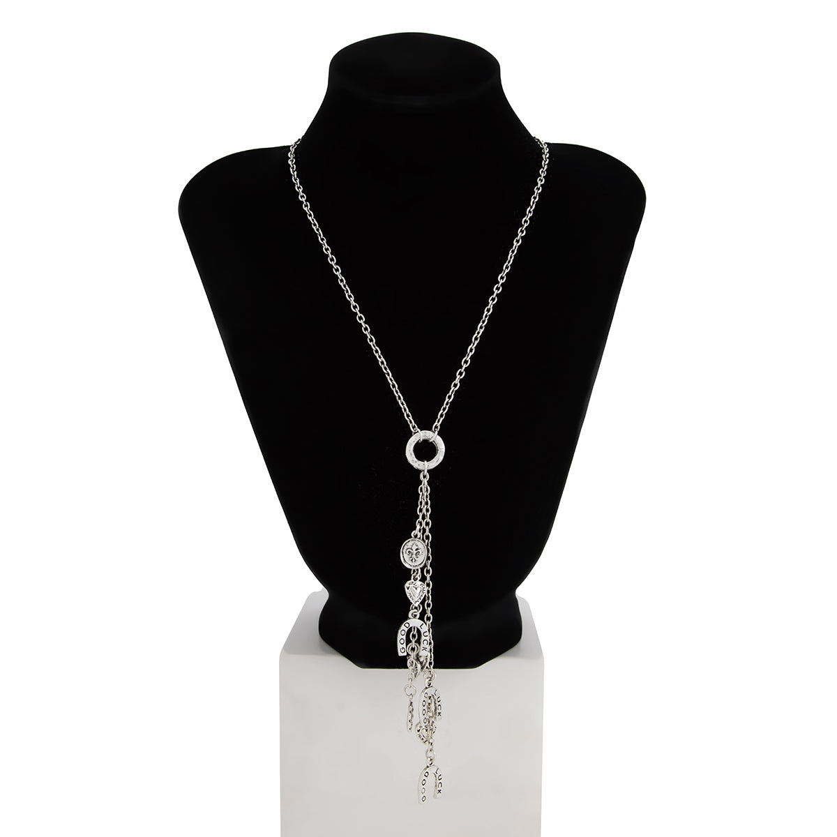 Boho Antique Gold Silver Tone Lucky Horseshoe Heart Pendant Y Necklace