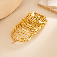 Thumbnail for Geometric Layered Gold Silver Tone Square Beaded Bracelet
