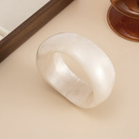Thumbnail for Chunky White Resin Bangle Bracelet - Modern Curved Design Statement