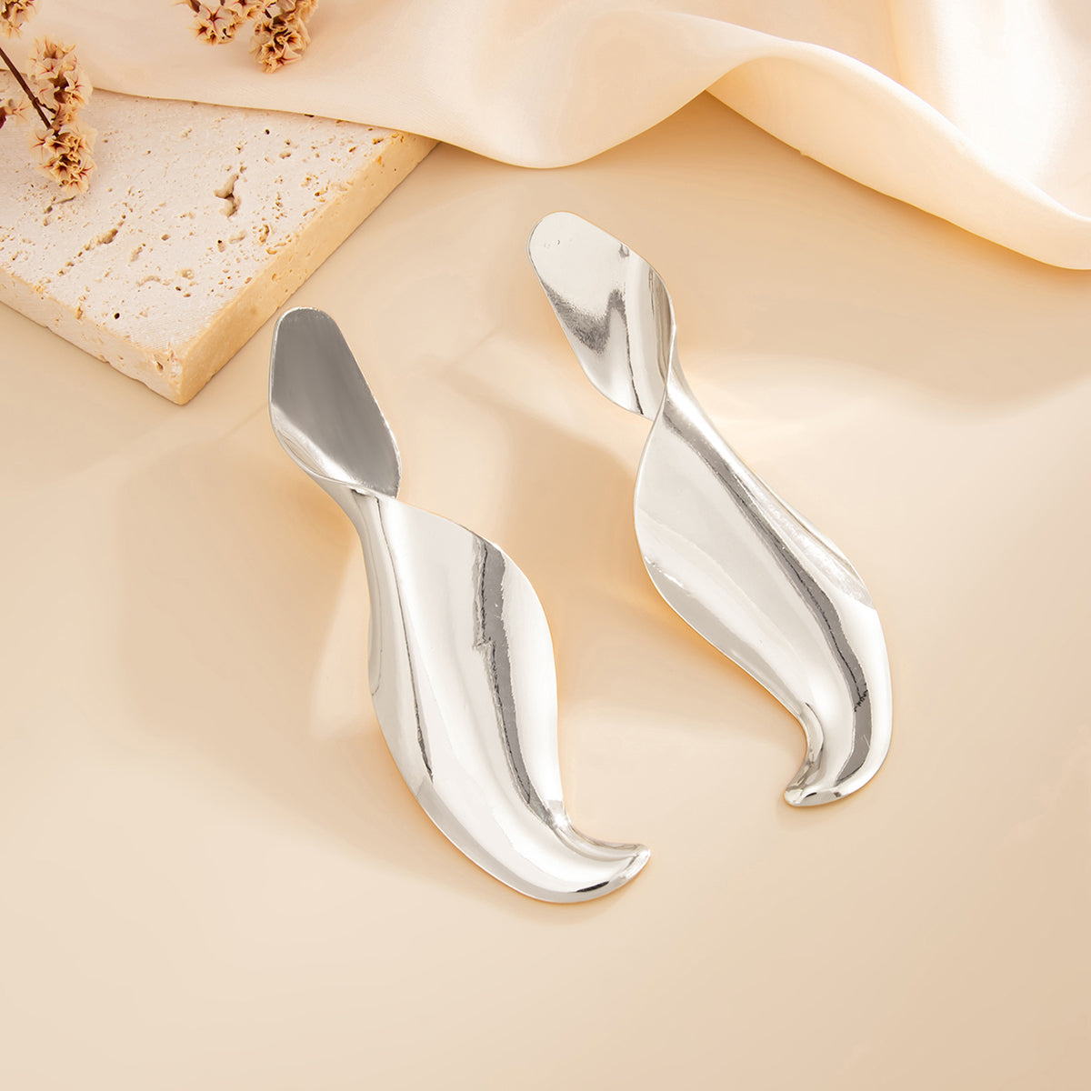 Geometric Abstract Curved Ribbon Earrings