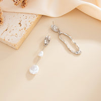 Thumbnail for Asymmetrical Pearl Irregular Hoop Dangle Earrings