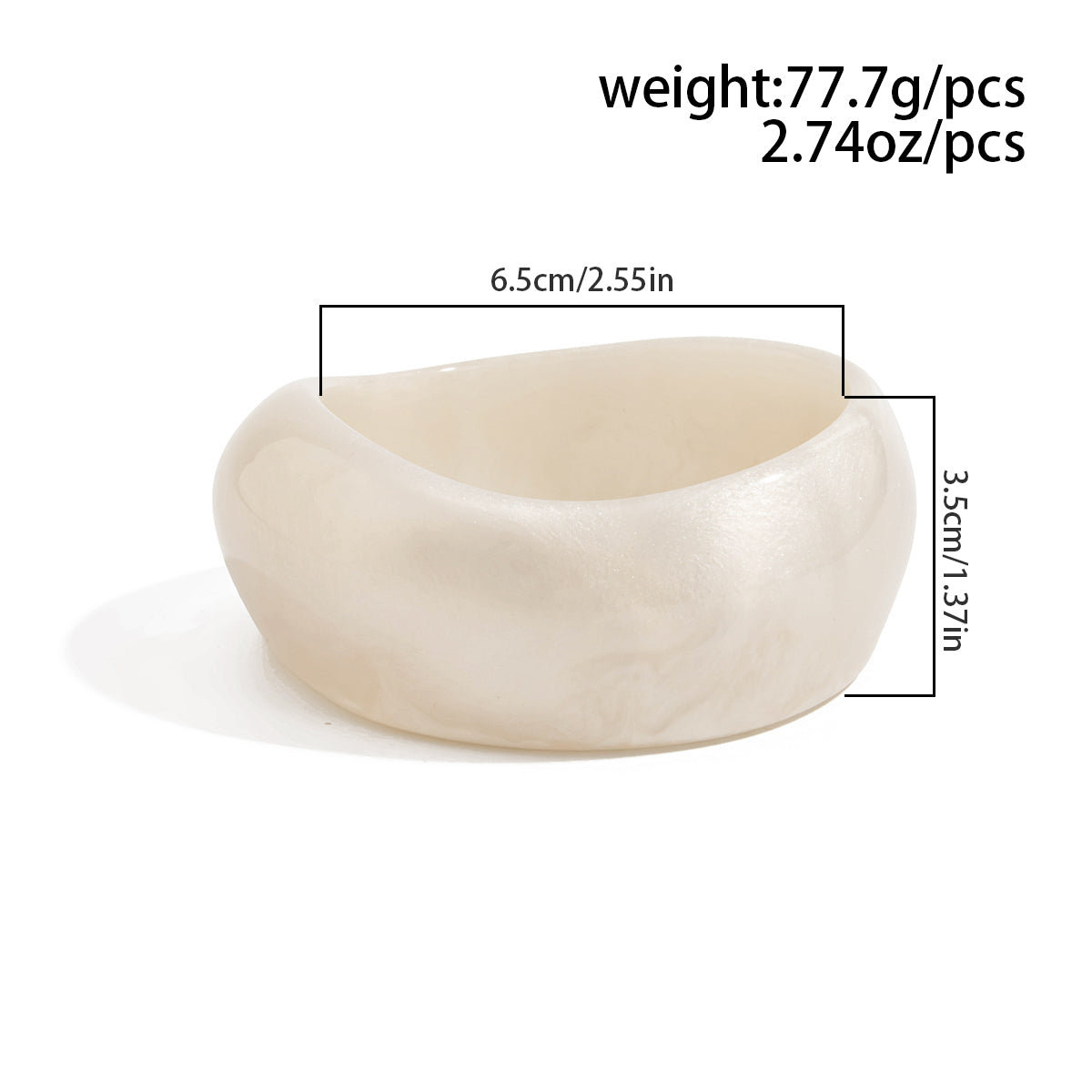 Chunky White Resin Bangle Bracelet - Modern Curved Design Statement
