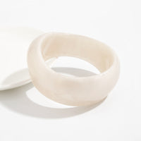 Thumbnail for Chunky White Resin Bangle Bracelet - Modern Curved Design Statement