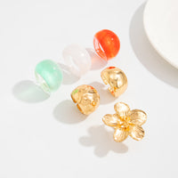 Thumbnail for Boho Flower Ring Set 6pcs - Chunky Gradient Resin Statement Rings