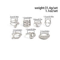 Thumbnail for Pearl Ring Set 7pcs - Geometric Irregular Hollow Curved Statement
