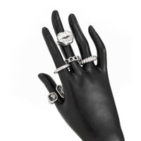 Thumbnail for Rhinestone Ring Set 5pcs - Lip Hollow Twisted Statement Rings
