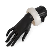 Thumbnail for Chunky White Resin Bangle Bracelet - Modern Curved Design Statement