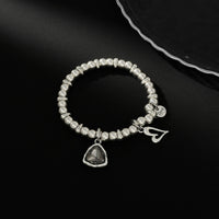 Thumbnail for Charming Rhinestone Love Heart Pendant Beaded Chain Bracelet