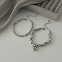 Thumbnail for Geometric Heart Pendant Irregular Square Beaded Bracelet Set